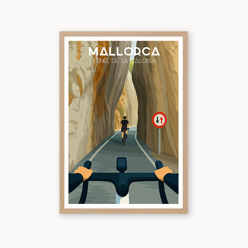 Póster y láminas de ciclistas en Sa Calobra, Mallorca